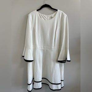 Eliza J Bell Sleeve Fit and Flare White Dress